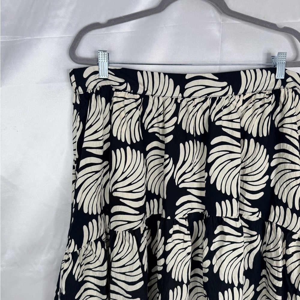 NWT A New Day‎ Black Cream Seashell Tiered Midi Skirt A-Line XXL Summer Style - Picture 5 of 11